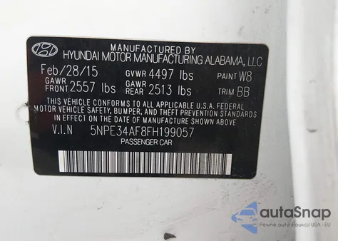 2015 Hyundai Sonata Sport z USA, uszkodzony, nr VIN 5NPE34AF8FH199057